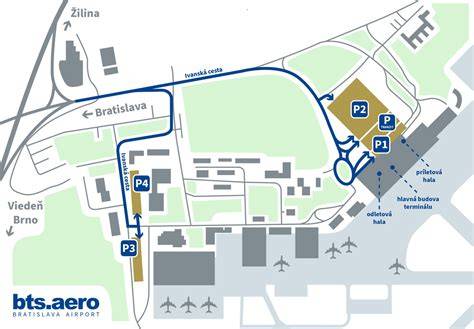 Mapa príjazdu autom na letisko Bratislava