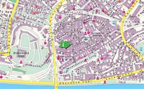 Mapa Mlynskej doliny a centra Bratislavy