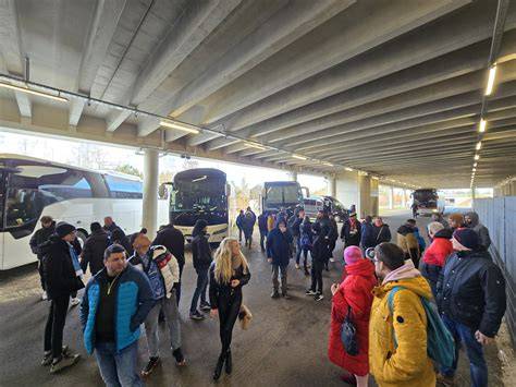 Autobusový zájazd fanúšikov pri Allianz Arene