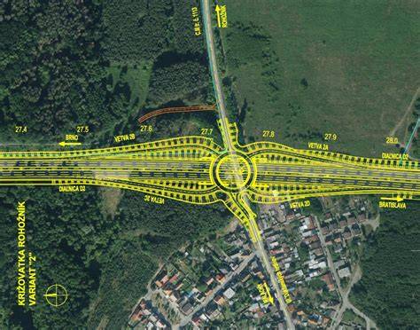 Výstavba križovatky D2 Rohožník mapa