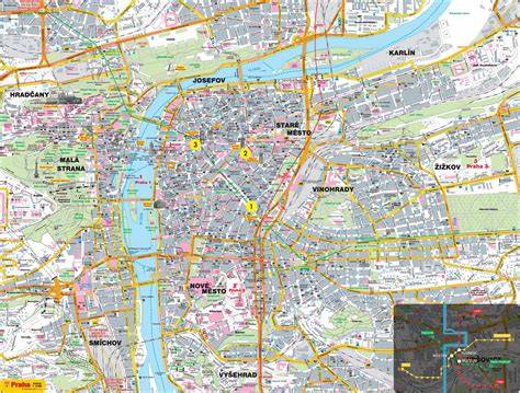 Mapa ubytovania v centre Prahy